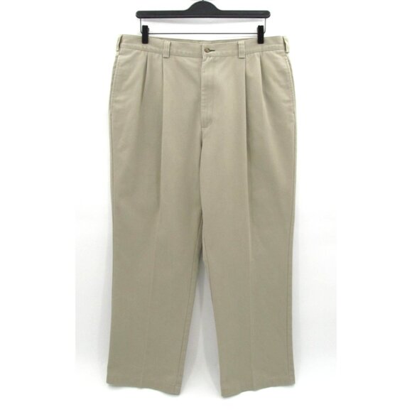 Vintage Tommy Hilfiger Pleated Khaki Pants (37x29) Crest Logo Twill Trousers - Picture 1 of 14